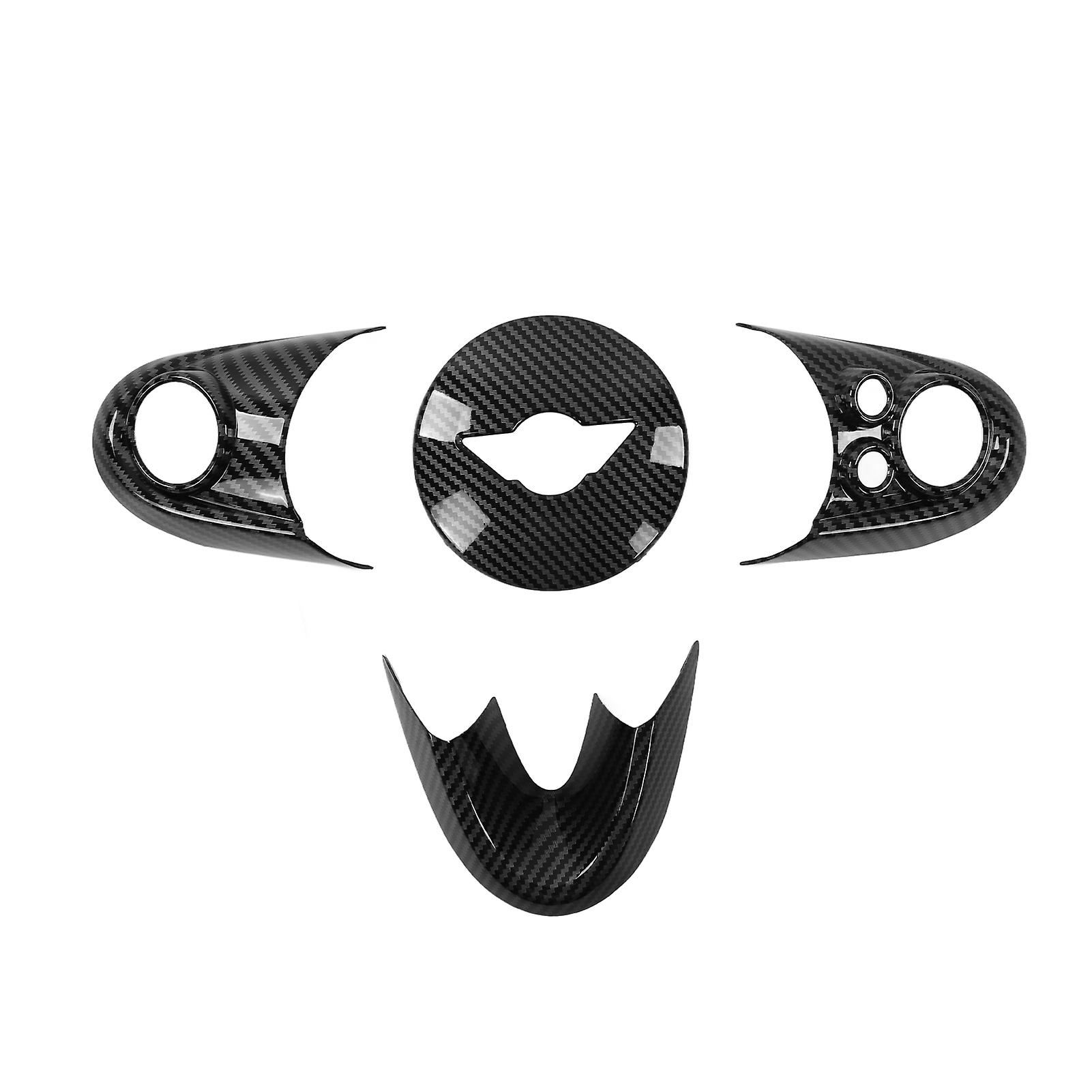 Steering Wheel Button Sticker,4pcs Carbon Fiber Style Steering Wheel Button Cover Steering Wheel Switch Button Frame Power Packed Performance