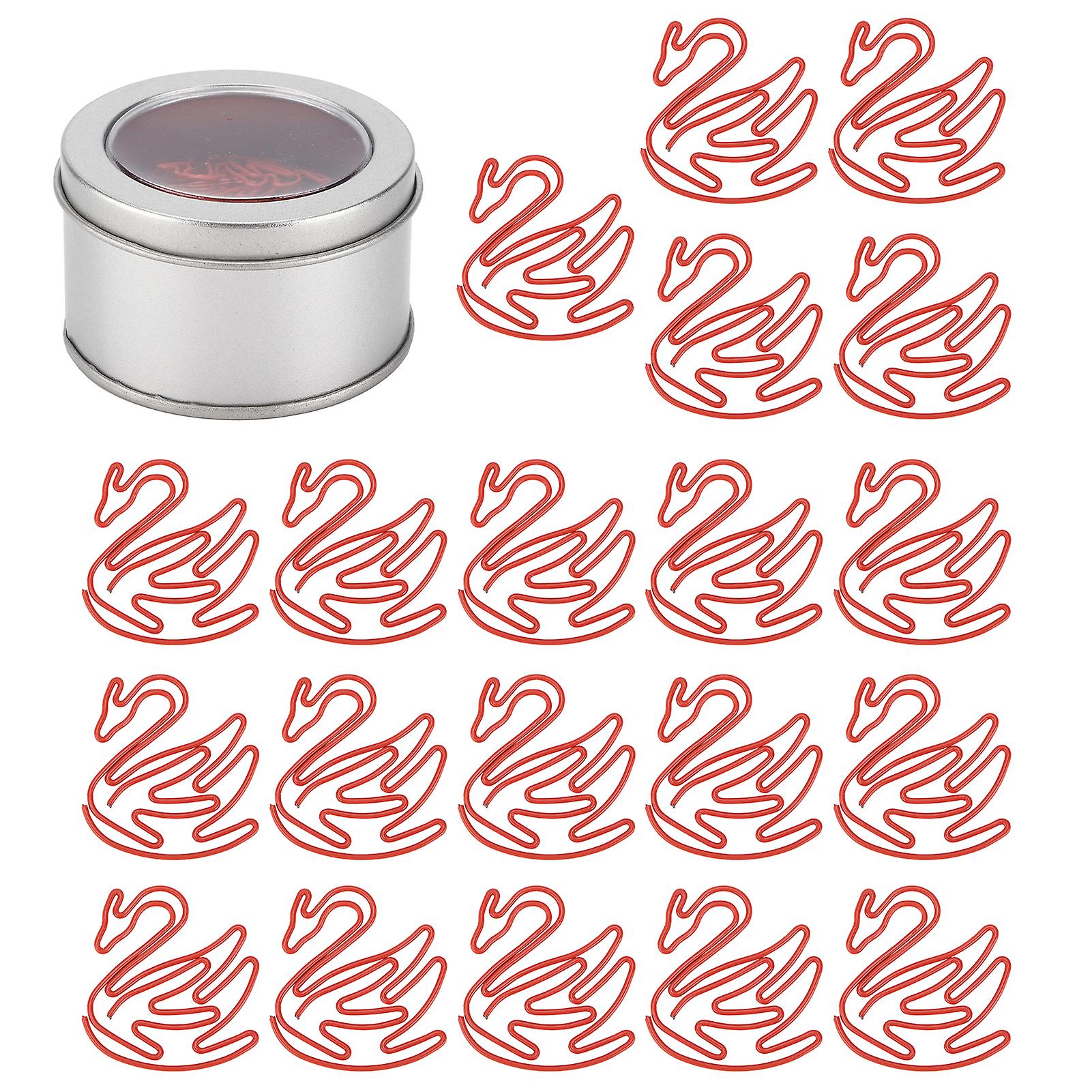 20 Pcs Red Swan Paper Clips Creative Office Supplies for Notebooks Scrapbooking Calendars