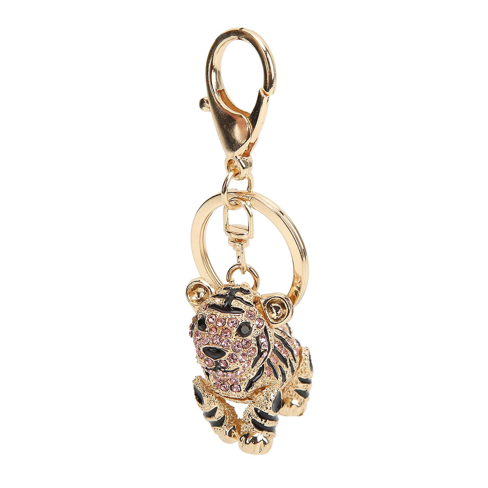 Tiger Keychain Three Dimensional Small Tiger Rhinestone Car