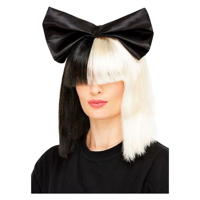 Two Tone Popstar Wig Black & White 72092