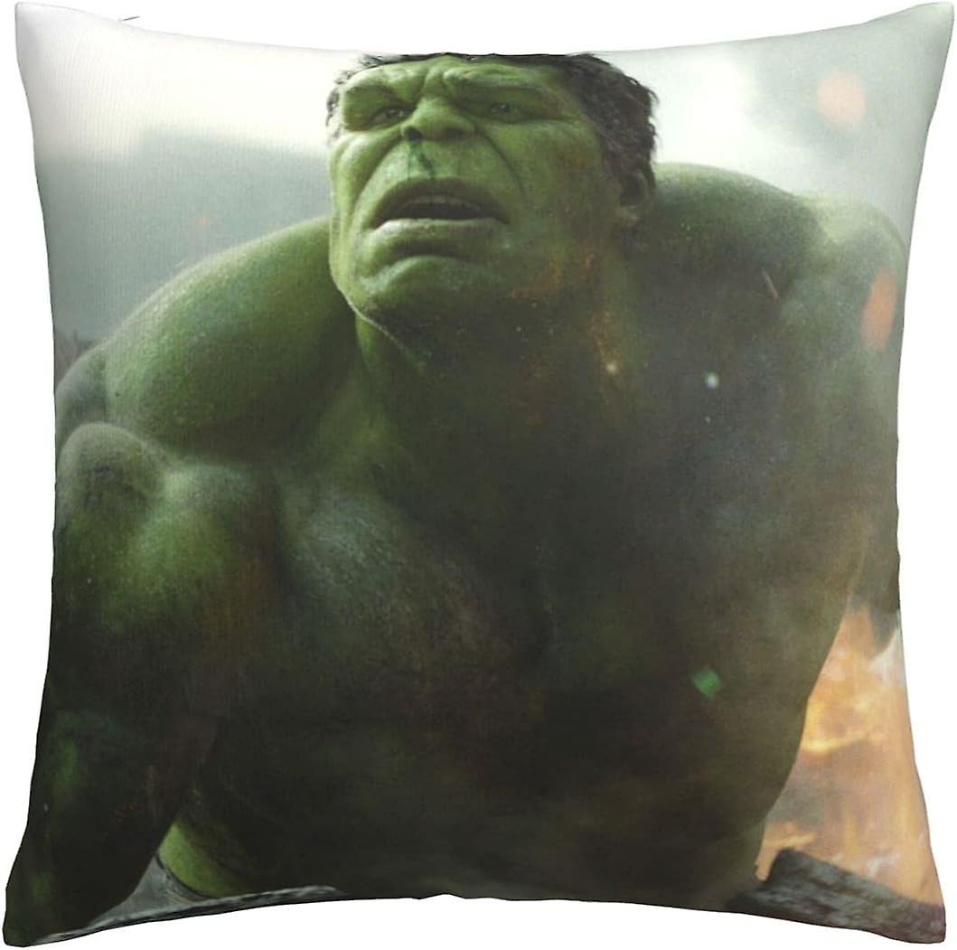 柔らかく快適なハルククッションカバー45x45cmスクエアスロー枕カバーソファベッドルーム用目に見えないジッパー付き18x18インチ両面印刷