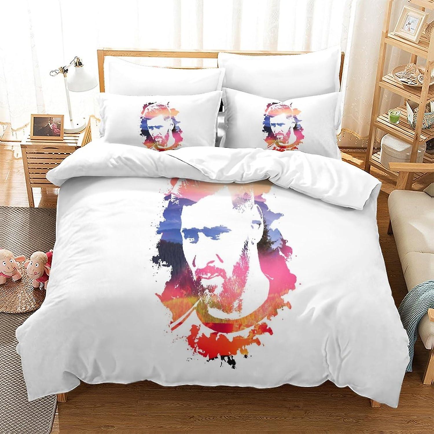 Bettwäsche Bettbezug Set 3D-Druck Lionel Messi Steppdecke Bettwäsche-Sets, Fußball-Star-Print Single Double King Size Mikrofaser Bettbezugs-Set mit Pi