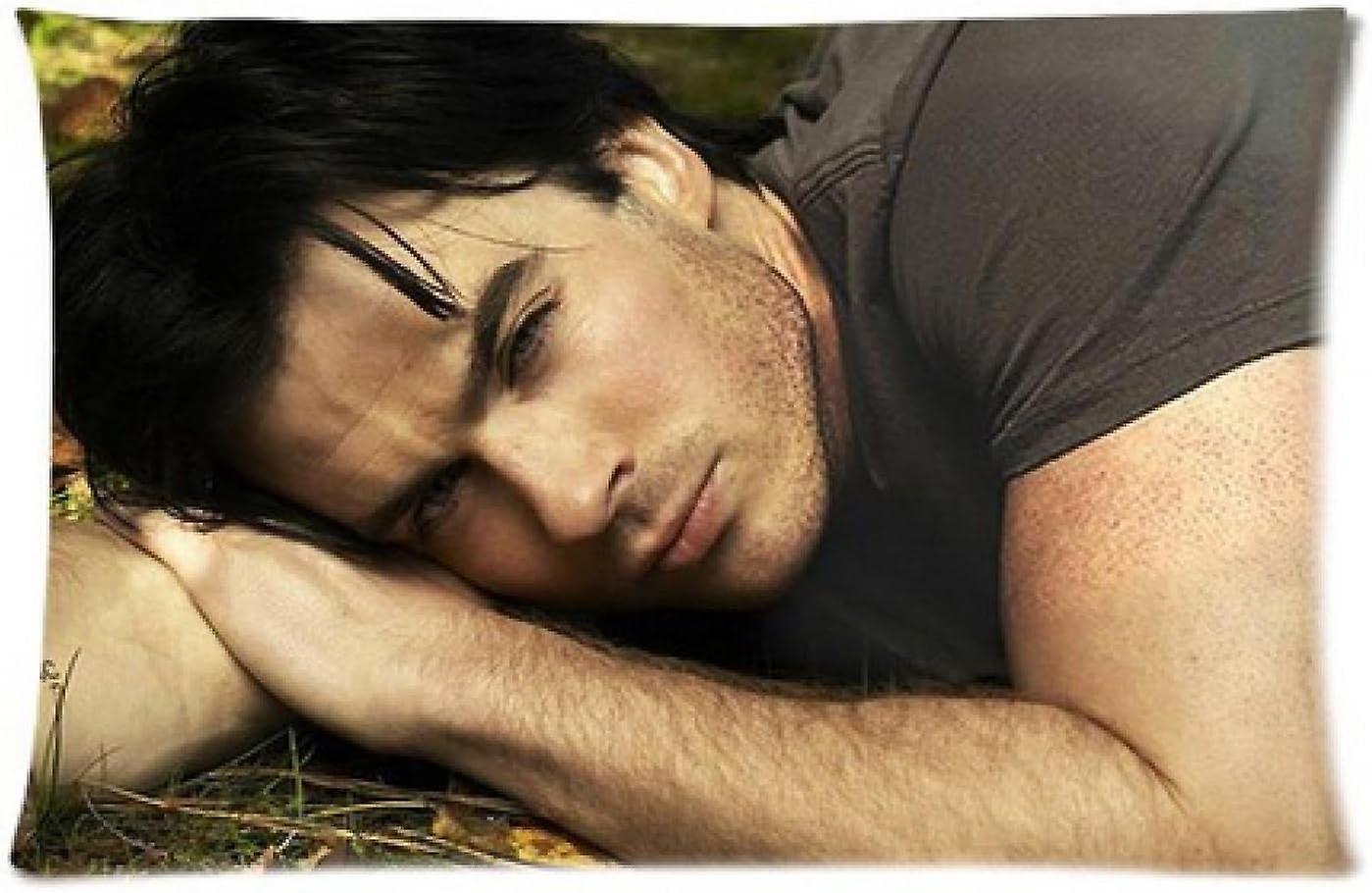 E-FASHION Custom Ian Somerhalder Super Star Vampire Diaries Rectangle Taies d'oreiller100% coton zippé taille standard40x60cm (deux côtés) (deux côtés) -