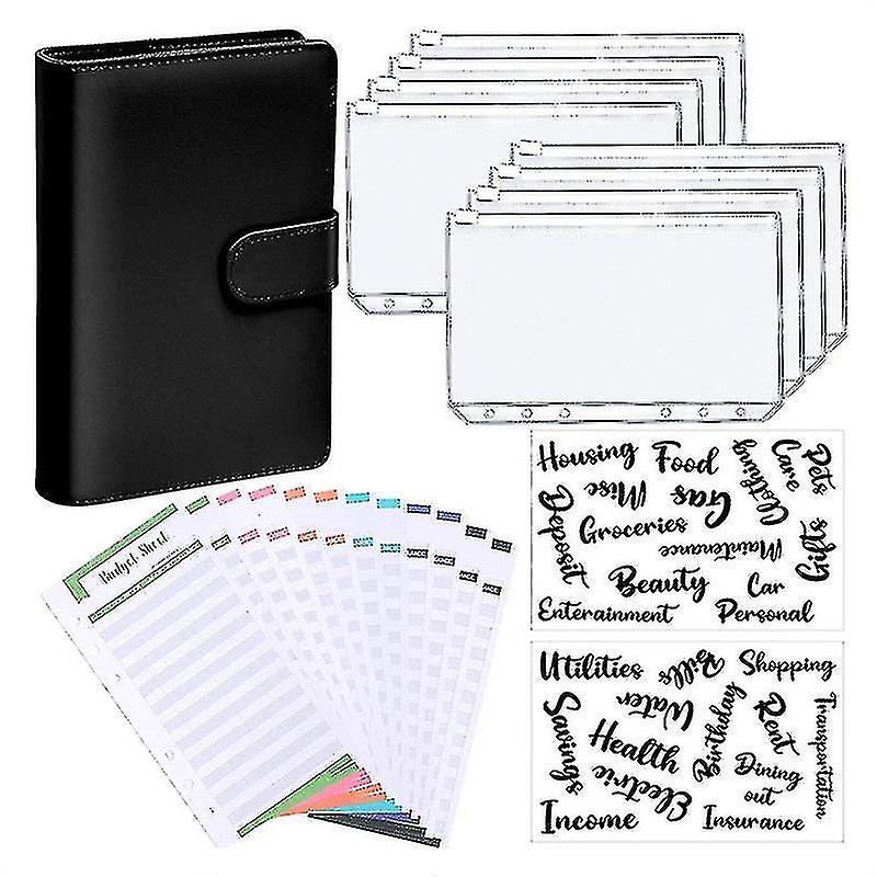 A6 Binder Budget Planner Notebook Covers Folder Size 6 Hole Pockets Plastic Zipper Money Saving Envelope