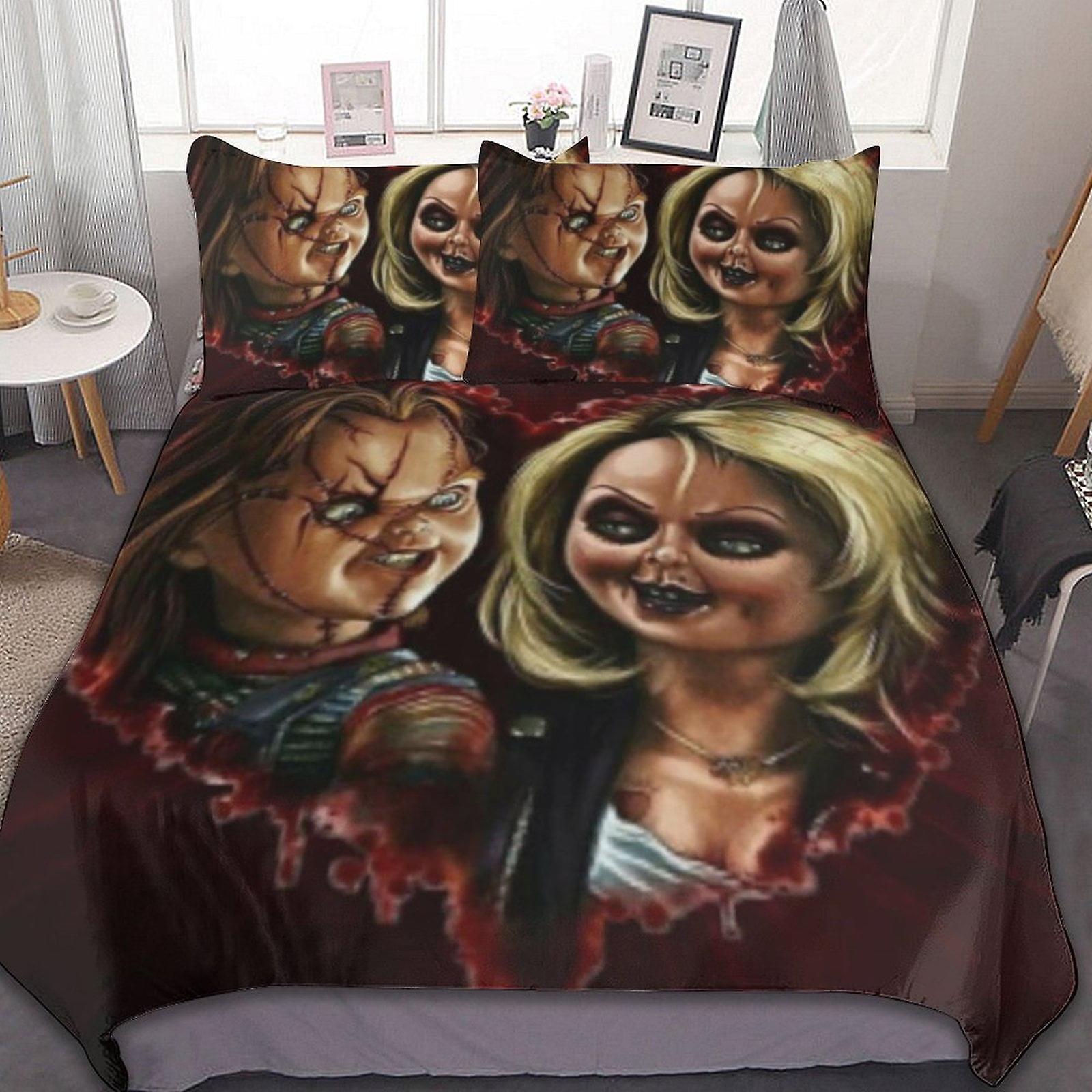 Bride of Chucky 3 Pcs Bed Sheets Set Breathable Duvet Cover with 2 Pillow Sham Soft All Seasons Bedding Set