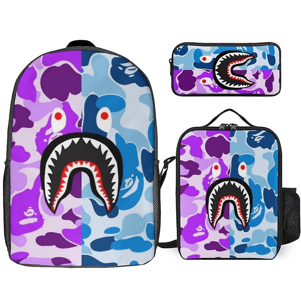 الهيب هوب التمويه بابي القرش على ظهره مجموعة حقائب الظهر الكرتون مع حالة قلم رصاص وحقيبة الغداء الغداء مربع