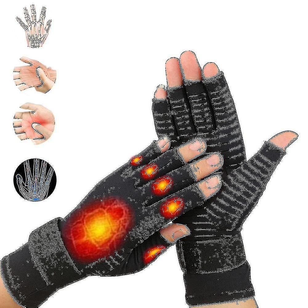 Kompression Artrit Handskar Gemensam smärtlindring Halvfingerstöd Handledsstöd Handskydd Glo
