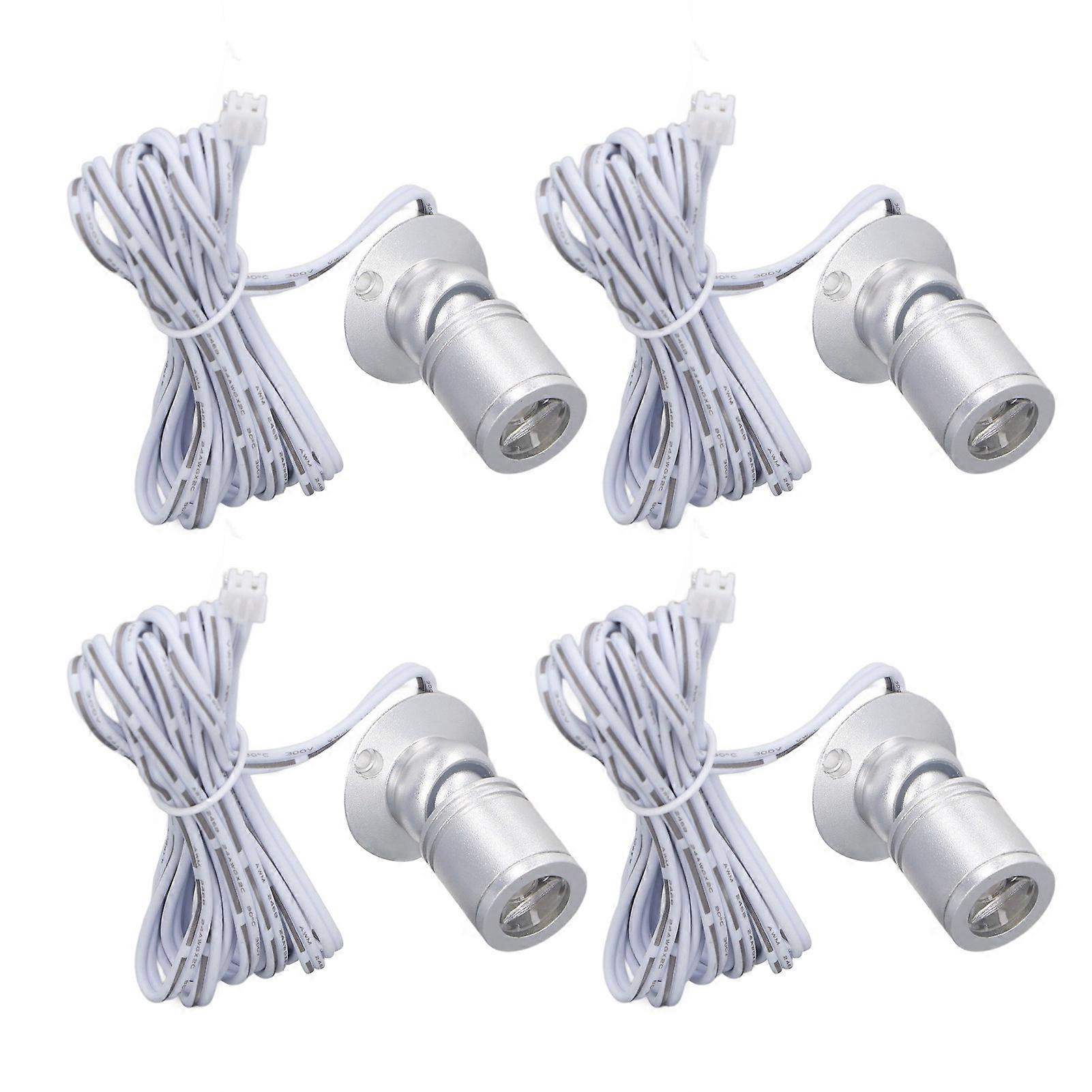4pcs LEDディスプレイスポットライト5V調光可能USBミニスポットライトジュエリーショーケースポーチ玄関用シルバーホワイトライト