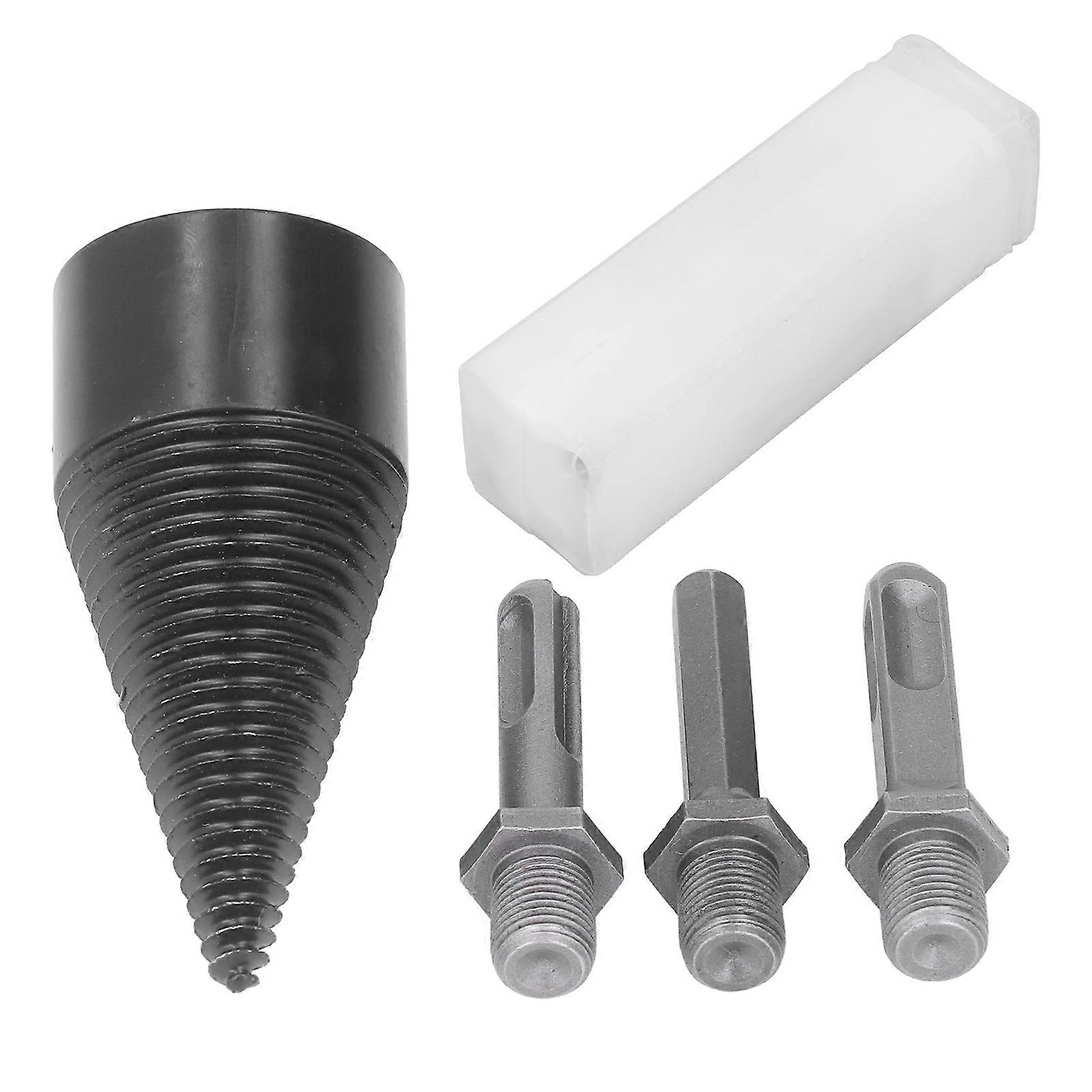 Lenha Bit Cone Madeira Splitting Drill Aço Carbono Log Splitter Tool com 3Pcs removível Shank 42mm / 1.7in