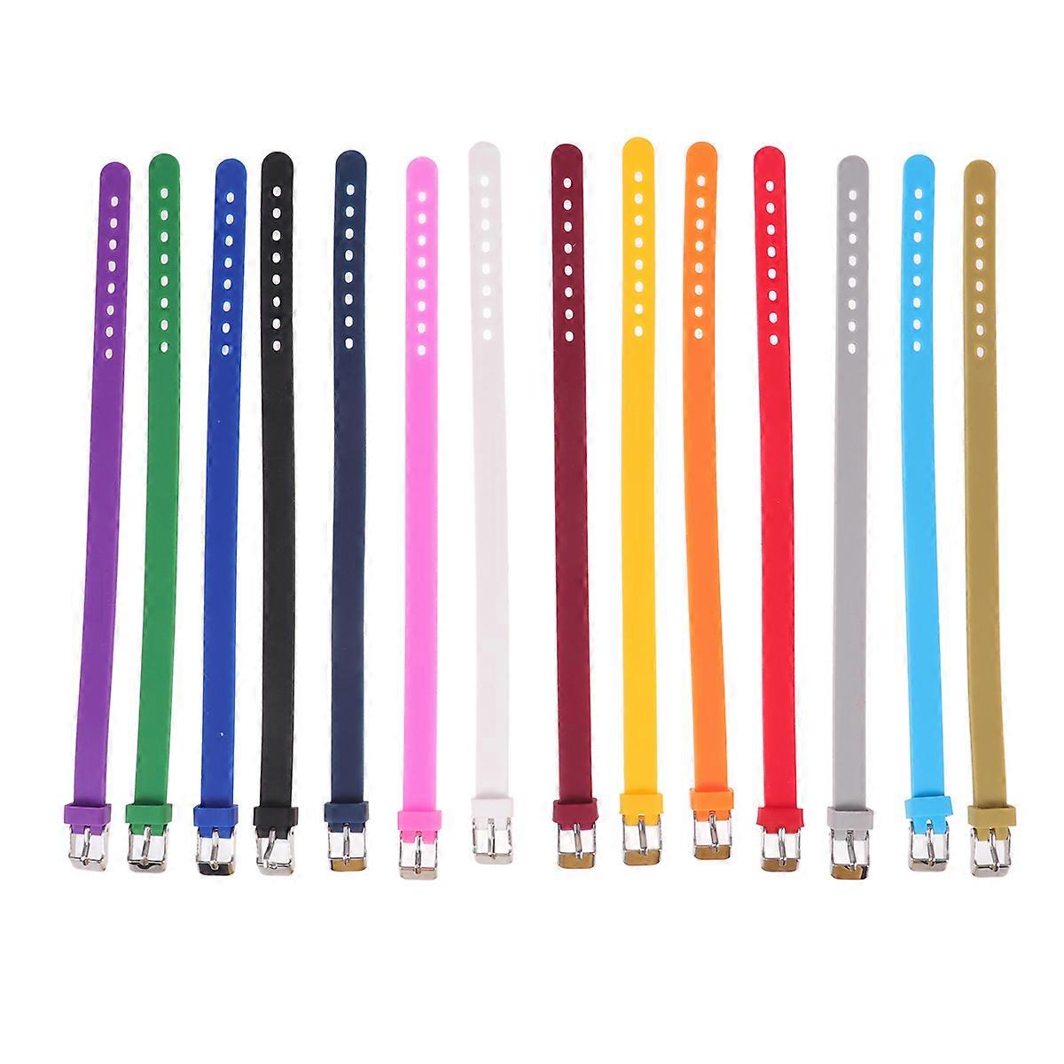 14 Pcs Solid Color Silicone Wristband Simple Silicone Bracelet Kids Rubber Wristbands (Mixed Color)