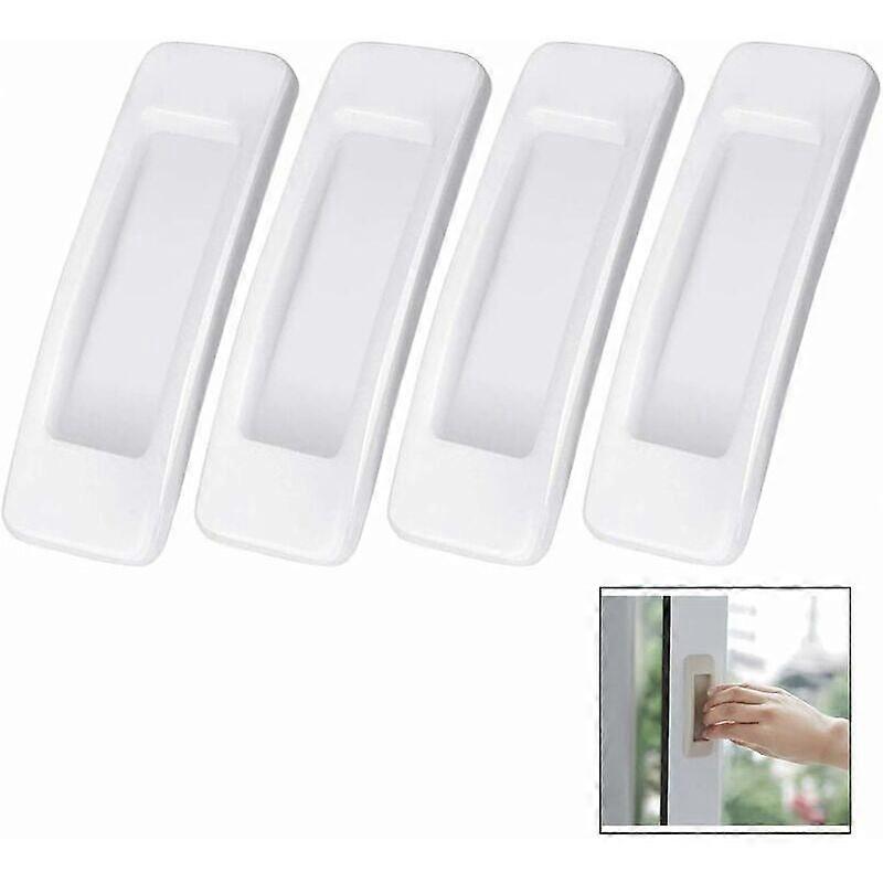 4 Piece Self-adhesive Sliding Door Handle - White