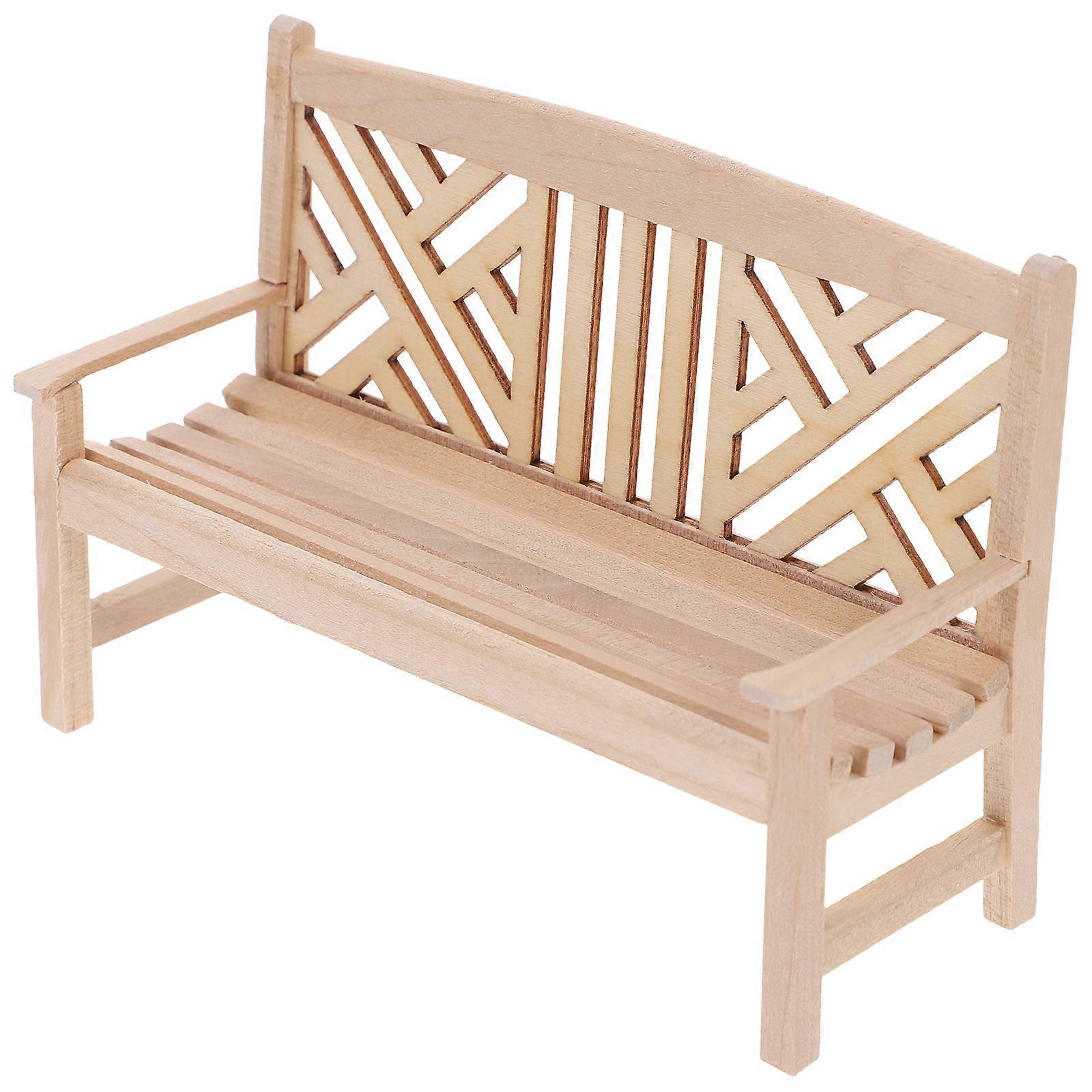1 mini banc en bois, modèle de meuble de scène, mini chaise double