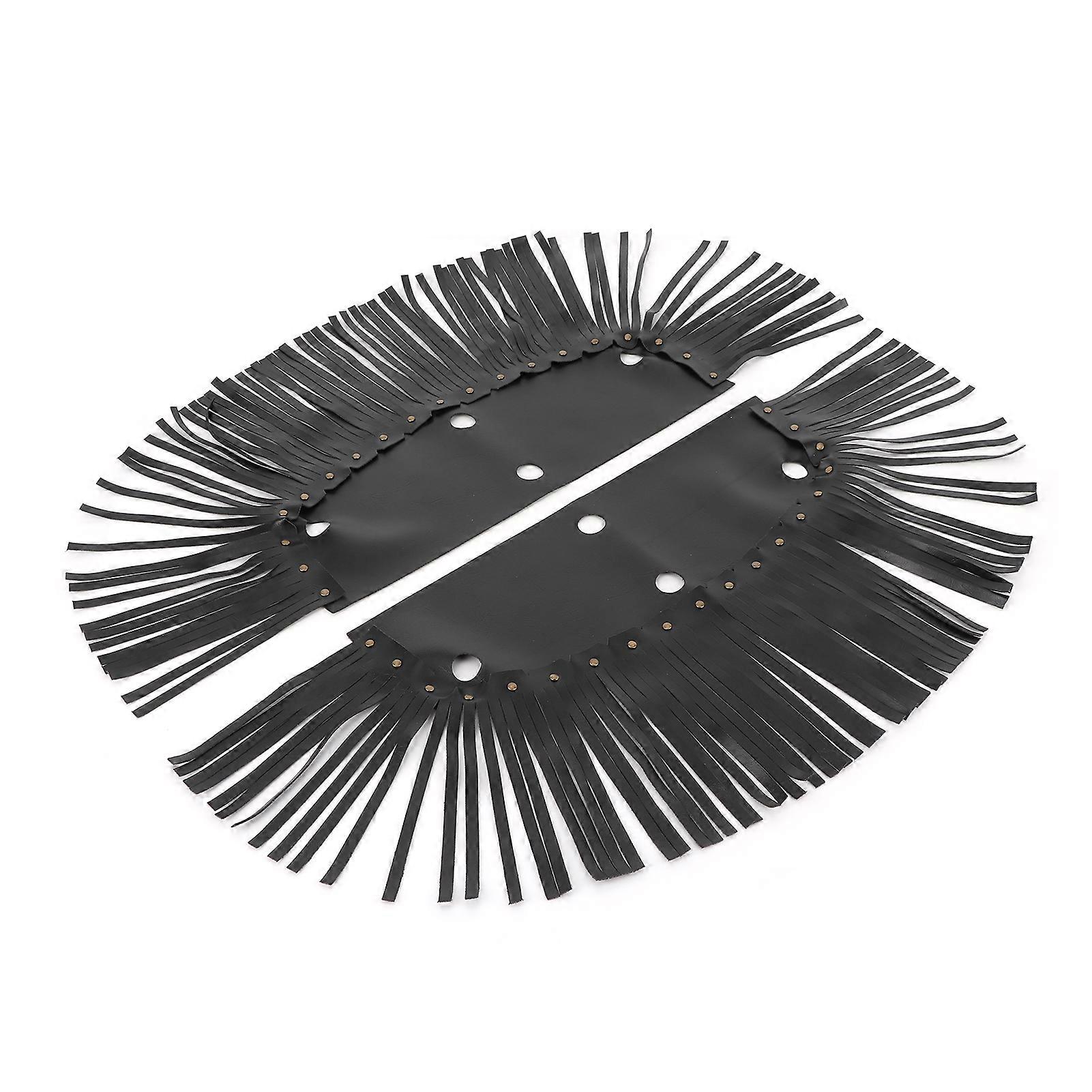 2Pcs Μοτοσικλέτα Floorboard Fringe PU δερμάτινη κάλυψη καθολική φούντα πεντάλ ποδιών μαύρο