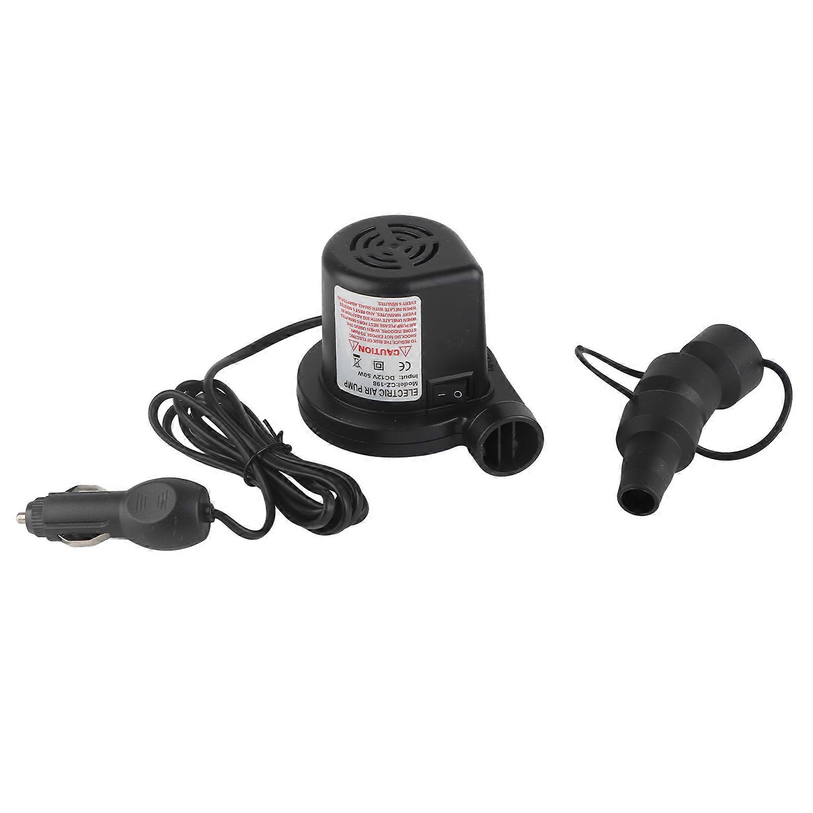 12V DC Elektrische Luftpumpe Inflator mit 3 Düsen für Schlauchboote Matratze Floß Bett Boot