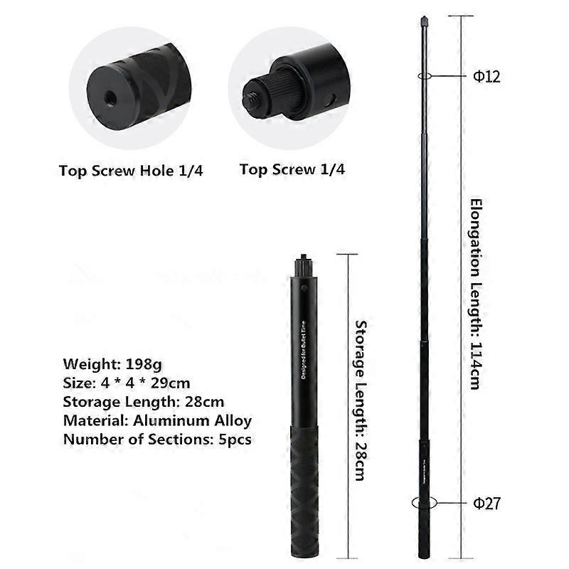 Extended Edition 43/78 Inch Carbon Fiber Invisible Selfie Stick For Insta360 X3 / One X2 / One Rs Gopro Insta 360 Accessories