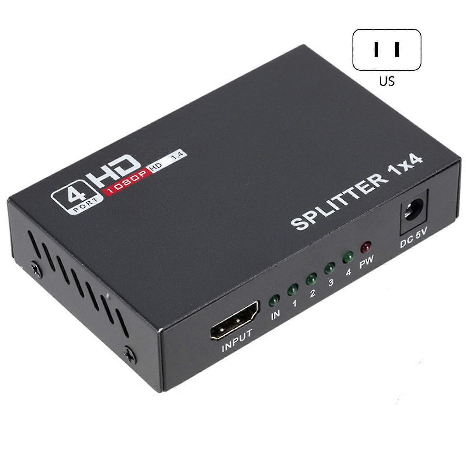Splitter 1 In 4 Out Splitter Hdmi-kompatible Splitter Video Distributor Duplicate / Mirror Bildschirm für Hdtvs Computer