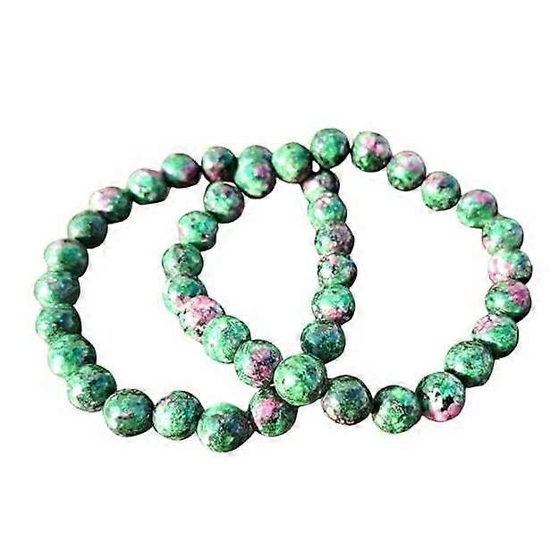 Womens Ruby Fuchsite Diamond Cut Beads Bracelet