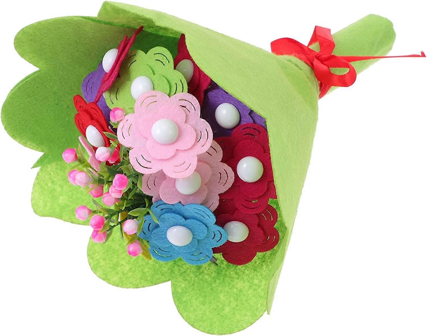 1 Set DIY Flower Bouquets Craft Kits with Buttons and Felt Flowers Kit Flower Button Craft
