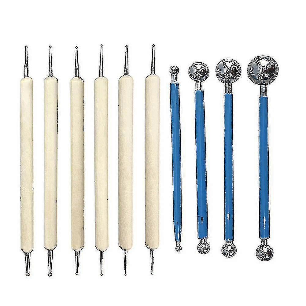 10 Pcs Dotting Diy Tools Kit Stainless Steel Ball Styluses For Mandala Rock Painting (ruipei)