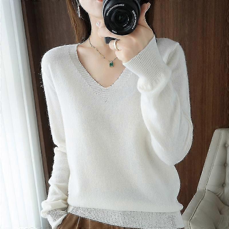 Maglione Donna Autunno Inverno Cashmere Scollo a V Pullover-XinHan