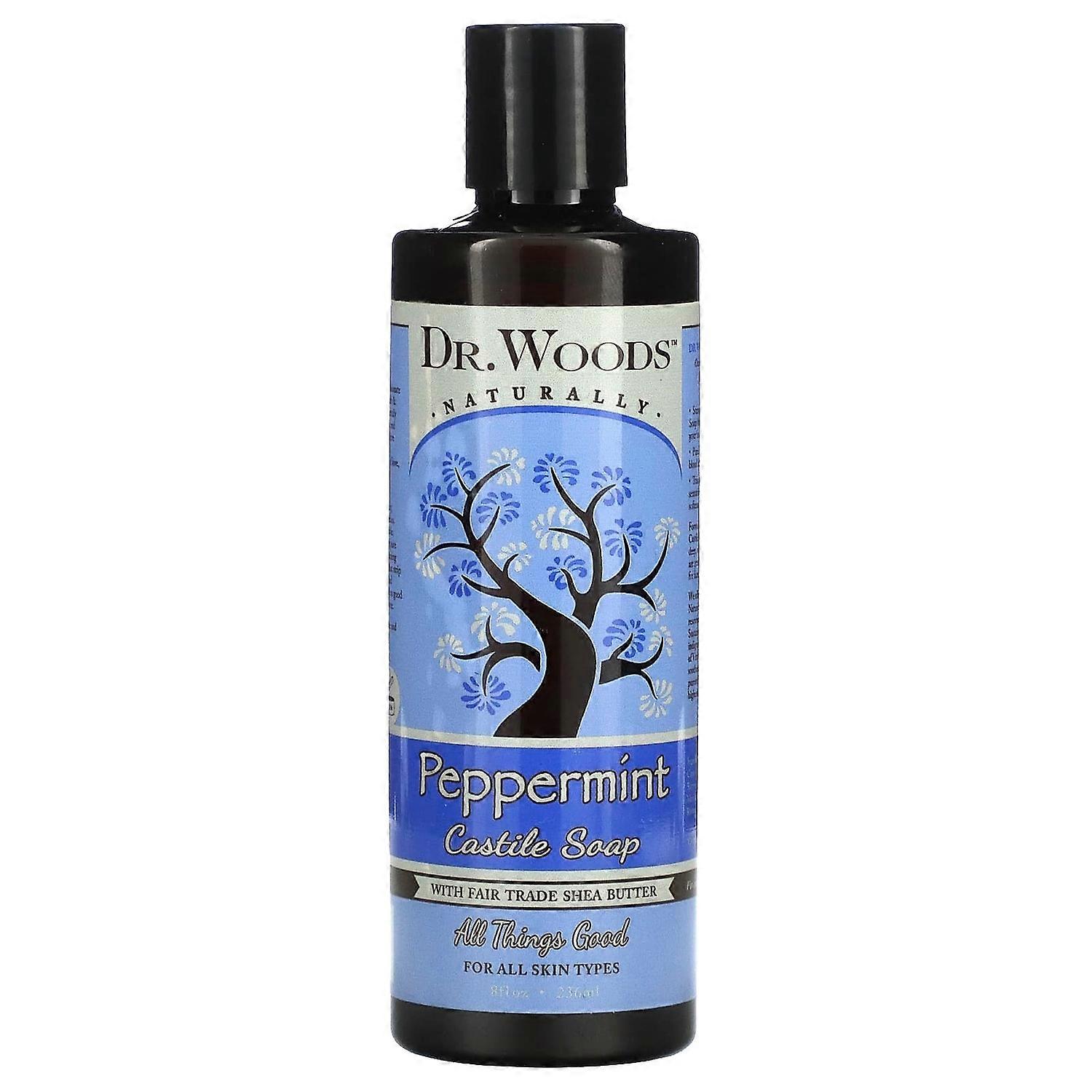Dr. Woods, Jabón de menta de Castilla con Manteca de Karité de Comercio Justo, 8 fl oz (236 ml)