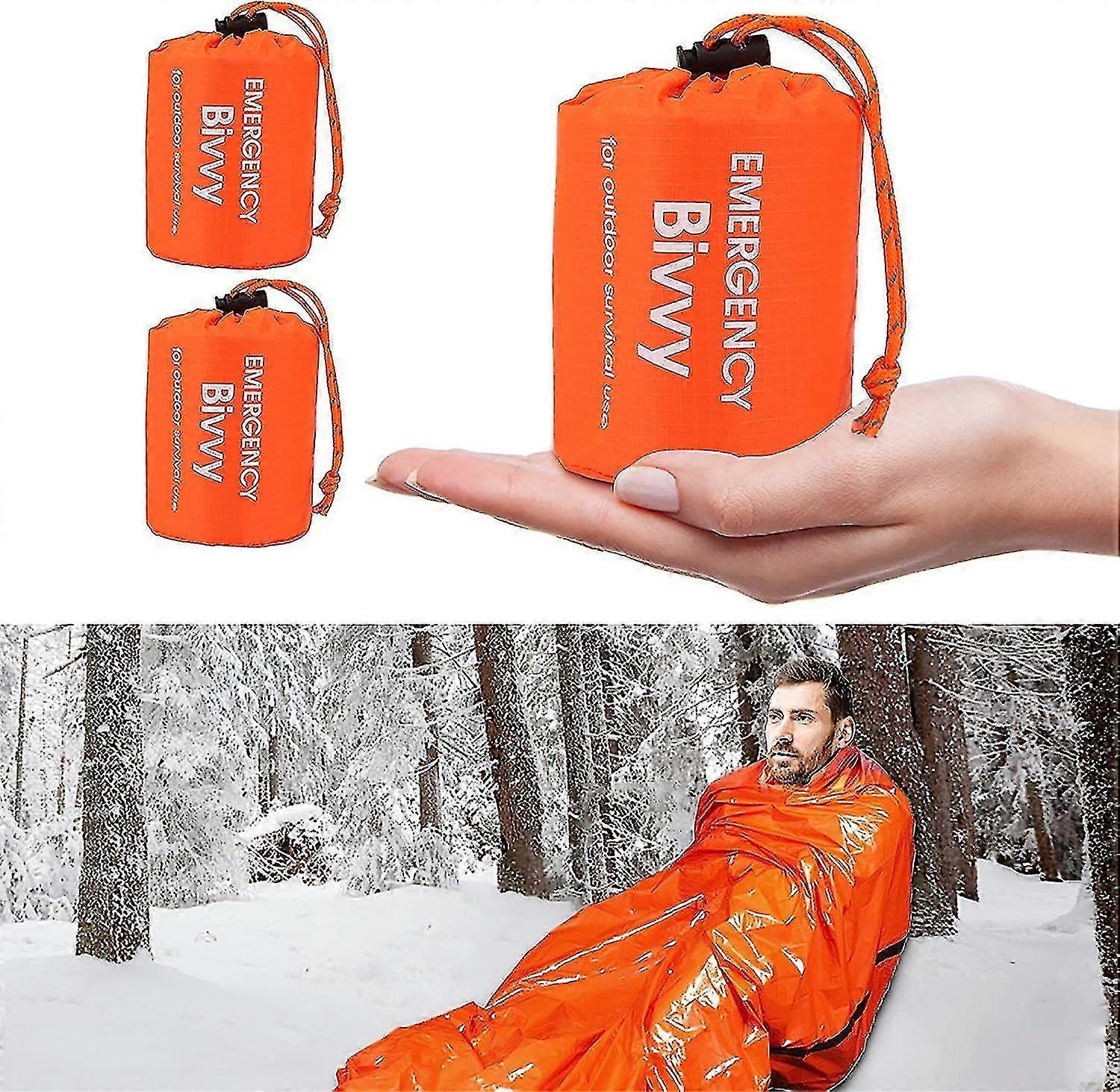 2x Overlevelse Sovepose, Gjenbrukbar Overlevelse Teppe Overlevelse Sovepose Overlevelsespose For Utendørs Og Fotturer For, Backpacking