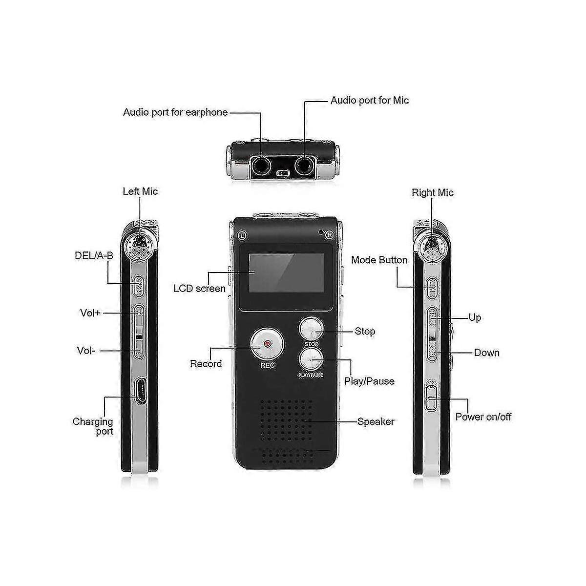 Paranormal Equipment Digital Evp Voice Activated Recorder Usb Us 8gb (black)