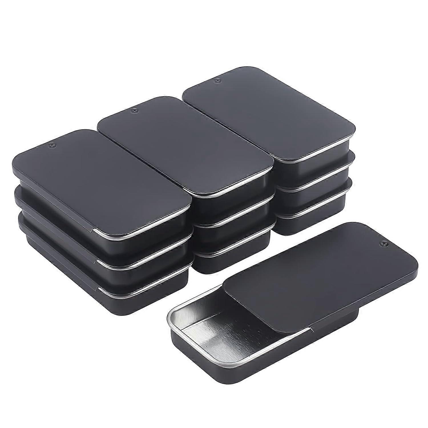 20Pack Metal Slide Top Tin Containers Gunmetal Small Tin Containers