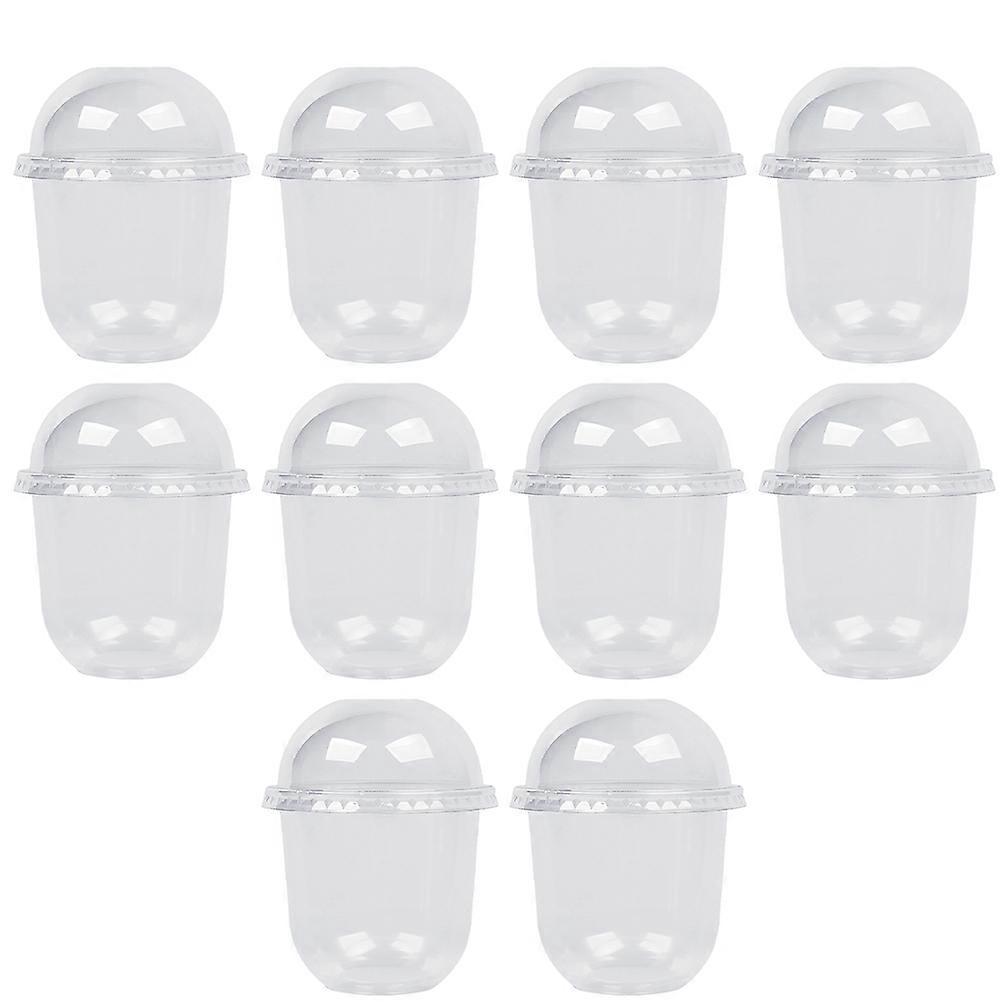 10 Sets 360ML Disposable Milk Tea Cup with Lid U Shape Juice Packing Cups