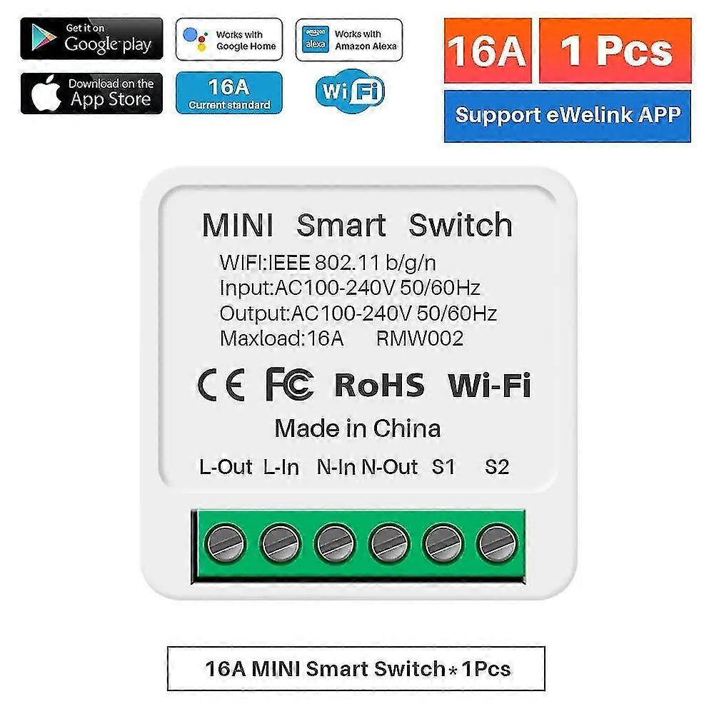 16A EWelink Wifi Switch Mini Smart 2-Way DIY Switches Circuit Breaker Timer Module Support Alexa Google Home Alice SmartThings