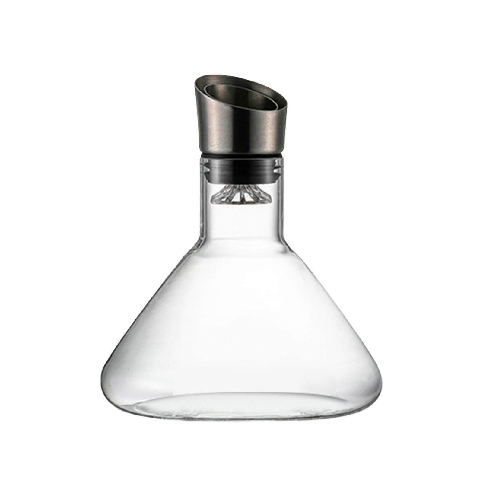 Glass Wine Decanter with Aerator Stainless Steel Filtration 12-Channel Aeration 1600ml Capacity Handcrafted Red Wine Carafe for Wine Bottles