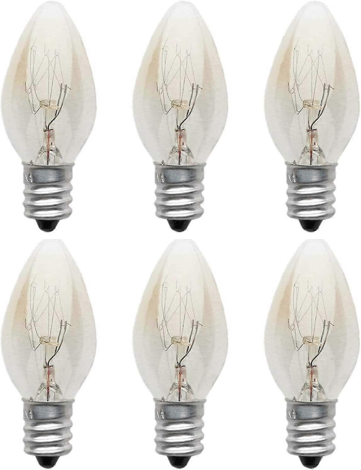 6 Pieces Light Bulb E12 Incandescent Lamp 220v 10w C7 Tip Bubble E12 Small Screw Salt Lamp, Night Light With Light Bulb For Salt Lamp, Incandescent