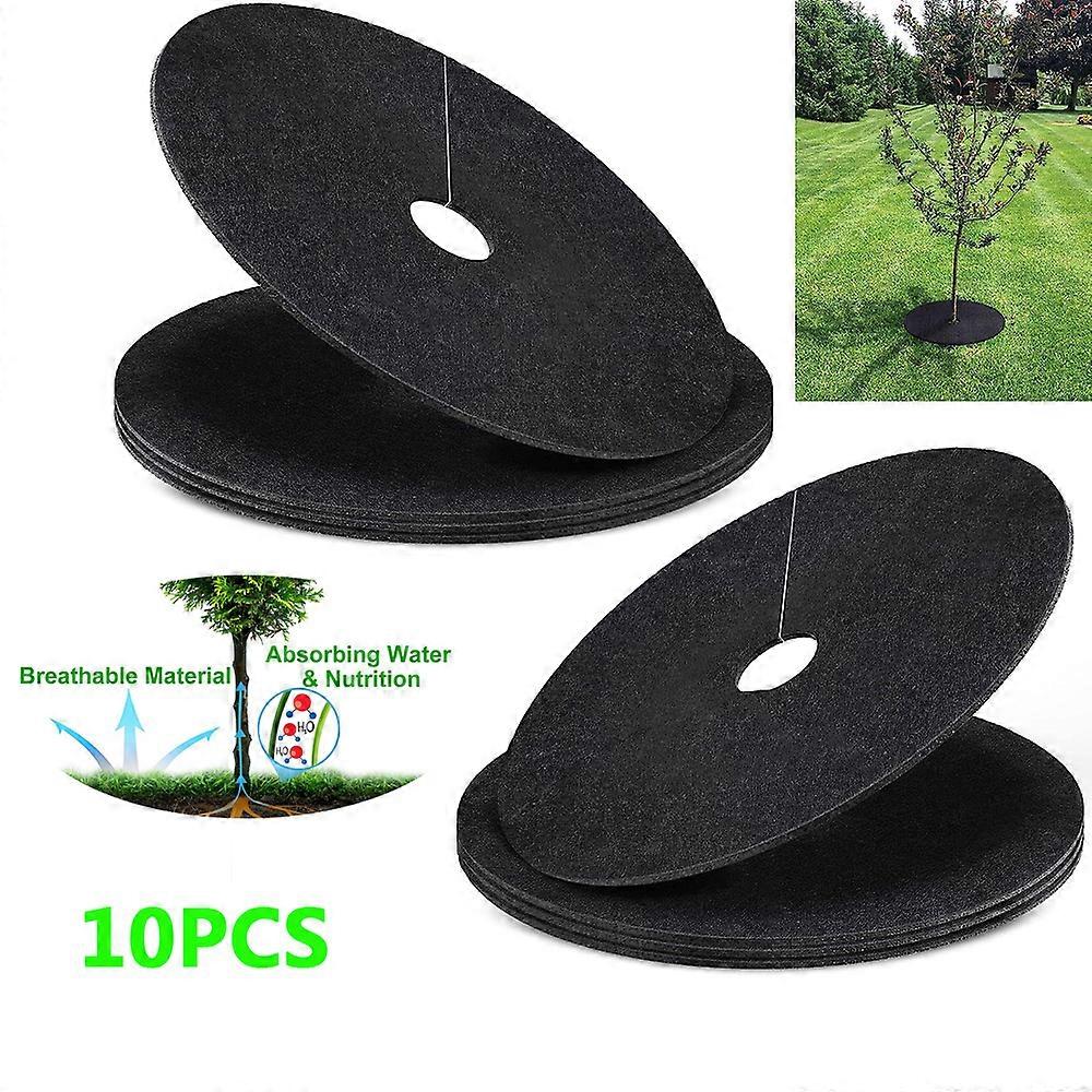 10pcs Non-Woven Degradable Fabric Tree Mulch Ring Protector Mat Reusable Weed Barrier for Control Root Protection