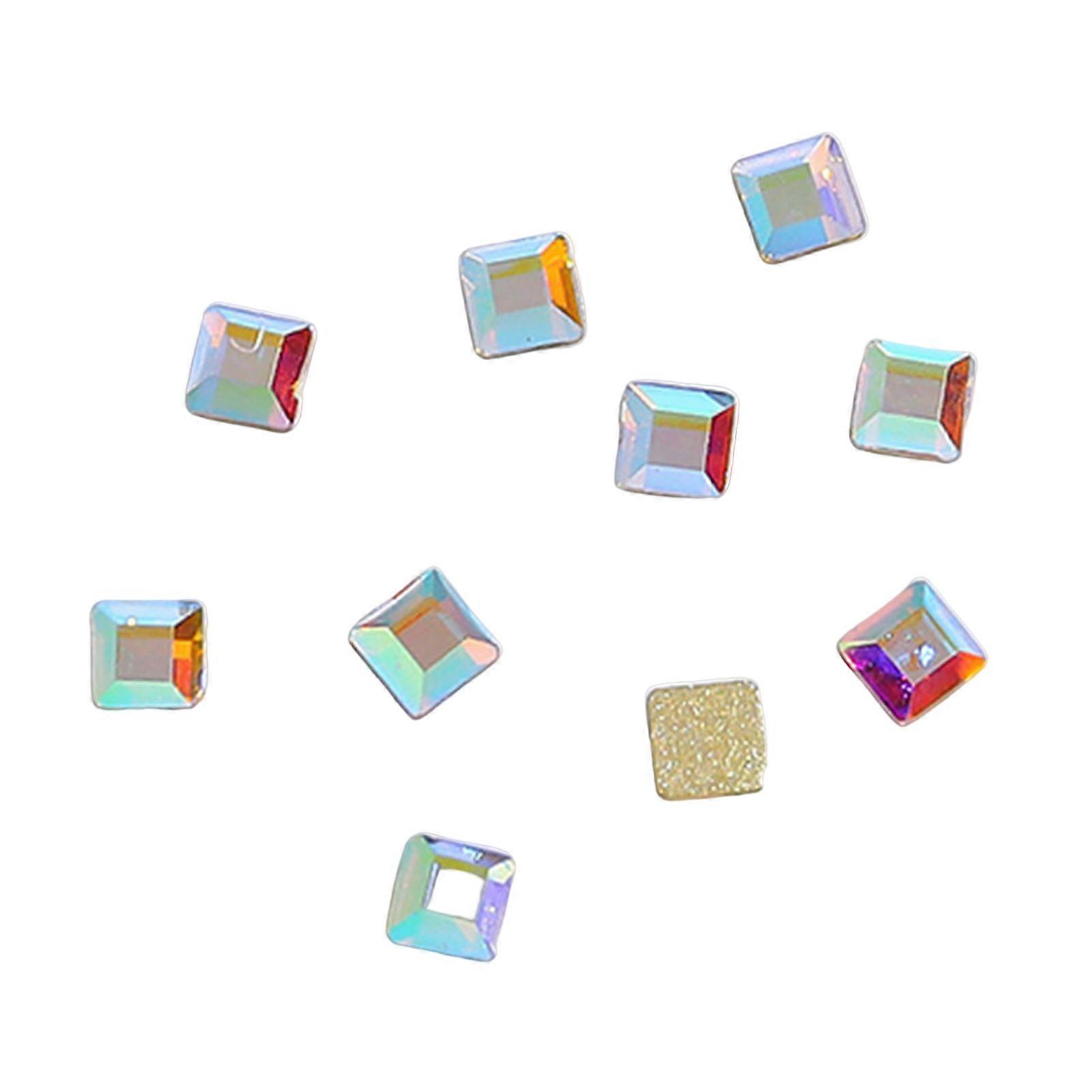 Small Square Drill Solid Glass Crystal Nails Decoration Unique Trendy Pattern Nail Decorations for Nail Art Beginners