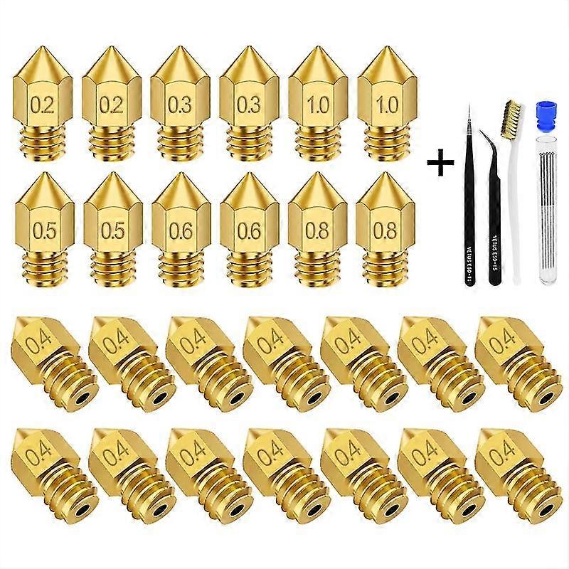 26 Pcs Mk8 Ender Nozzles 3d Printer Nozzles Extruder For 1.75mm 3d Printer