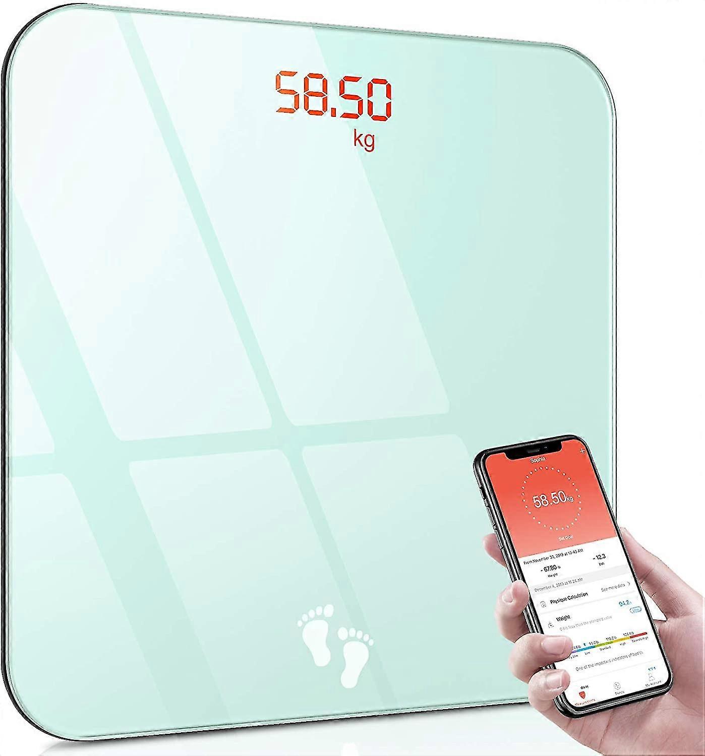 Smart Scale, High Accuracy Electronic Bluetooth Personal Scale, Bmi Personal Scale With Smartphone App & Led Backlit Display, Heavy Duty Tempered Glas