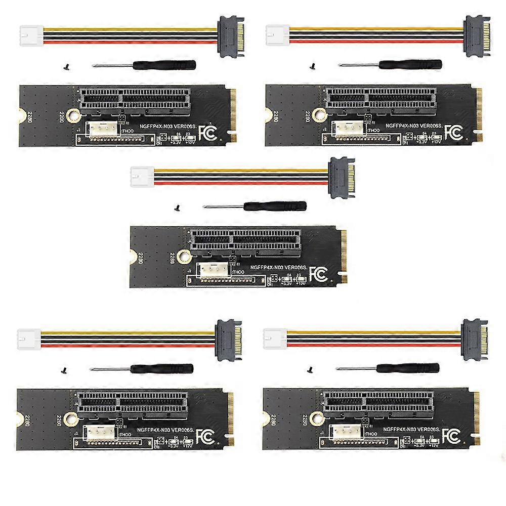 5Set NGFF M.2 to PCI-E 4X Riser Card M2 Key M to PCIe X4 Adapter with LED Voltage Indicator for ETH