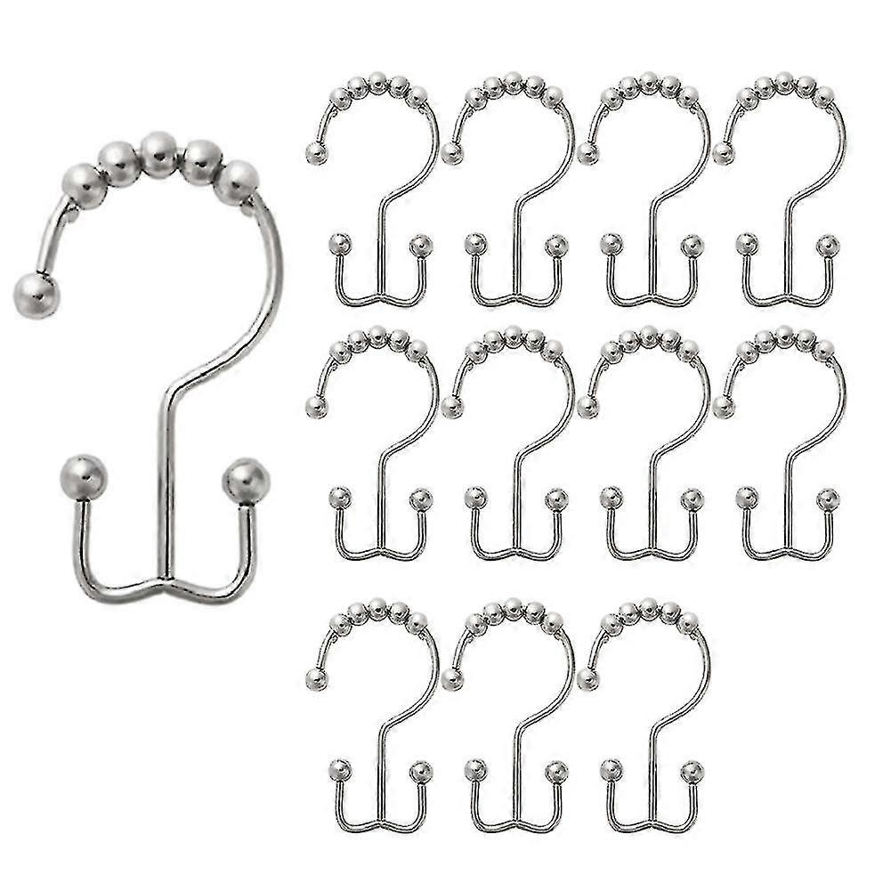 Shower Curtain Hook Ring Rustproof Metal Double Slide Shower