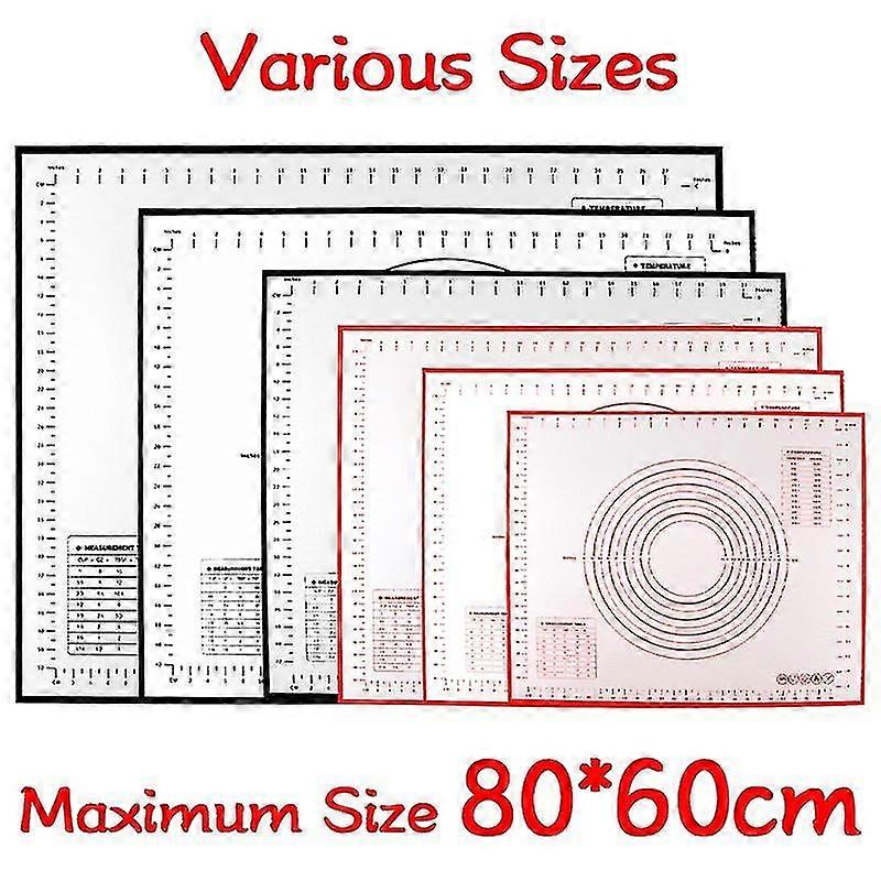 超大尺寸 80/70/60cm 硅胶烤垫滚动揉捏垫糕点工具薄饼披萨面团不粘硅胶垫厨房