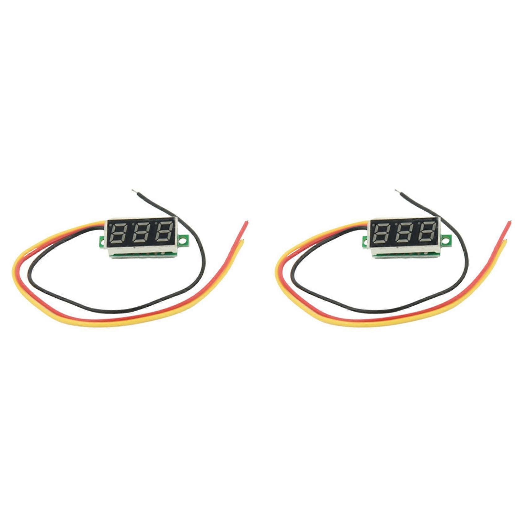 2X Mini Digital Voltmeter DC 0-100V LED Panel Voltage Meter 3-Digital with 3 Wires Red