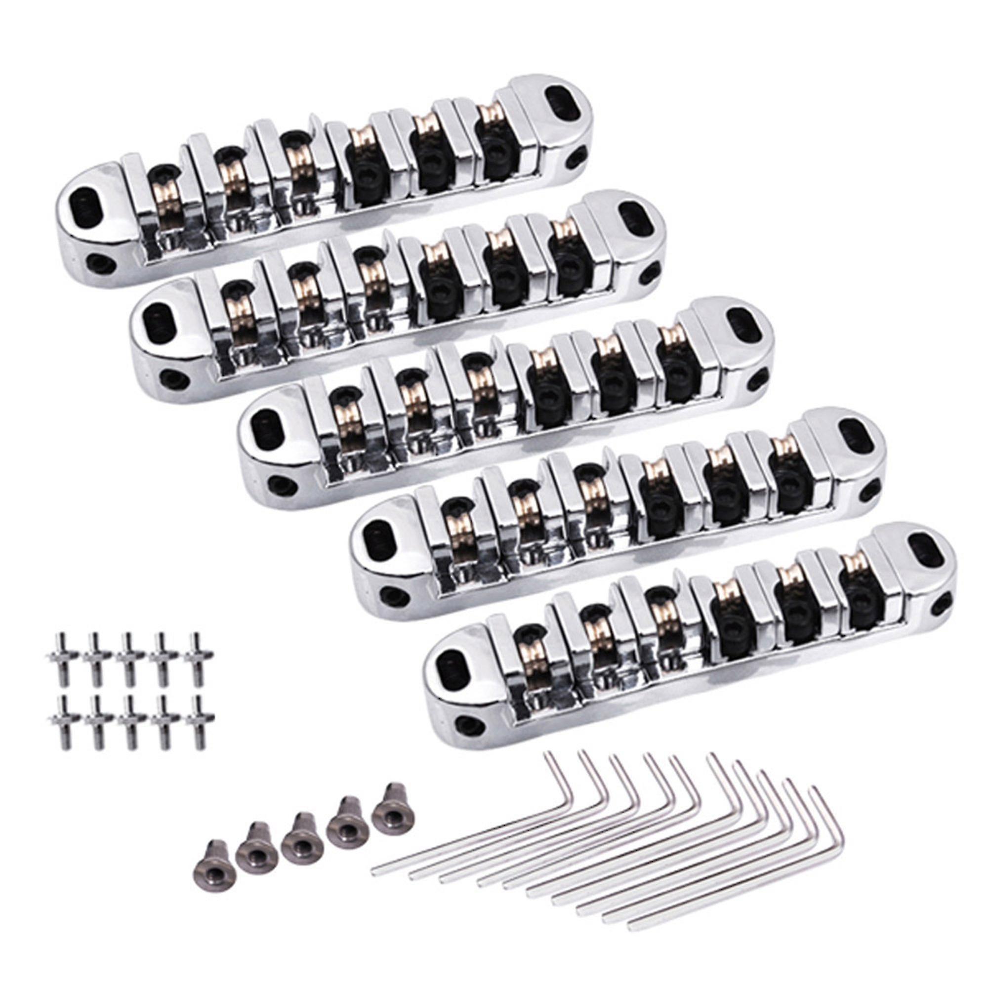 Guitar Fittings Parts 5pcs Brass Roller Saddle Tune-o-matic Zinc Alloy Chrome Guitar Bridge