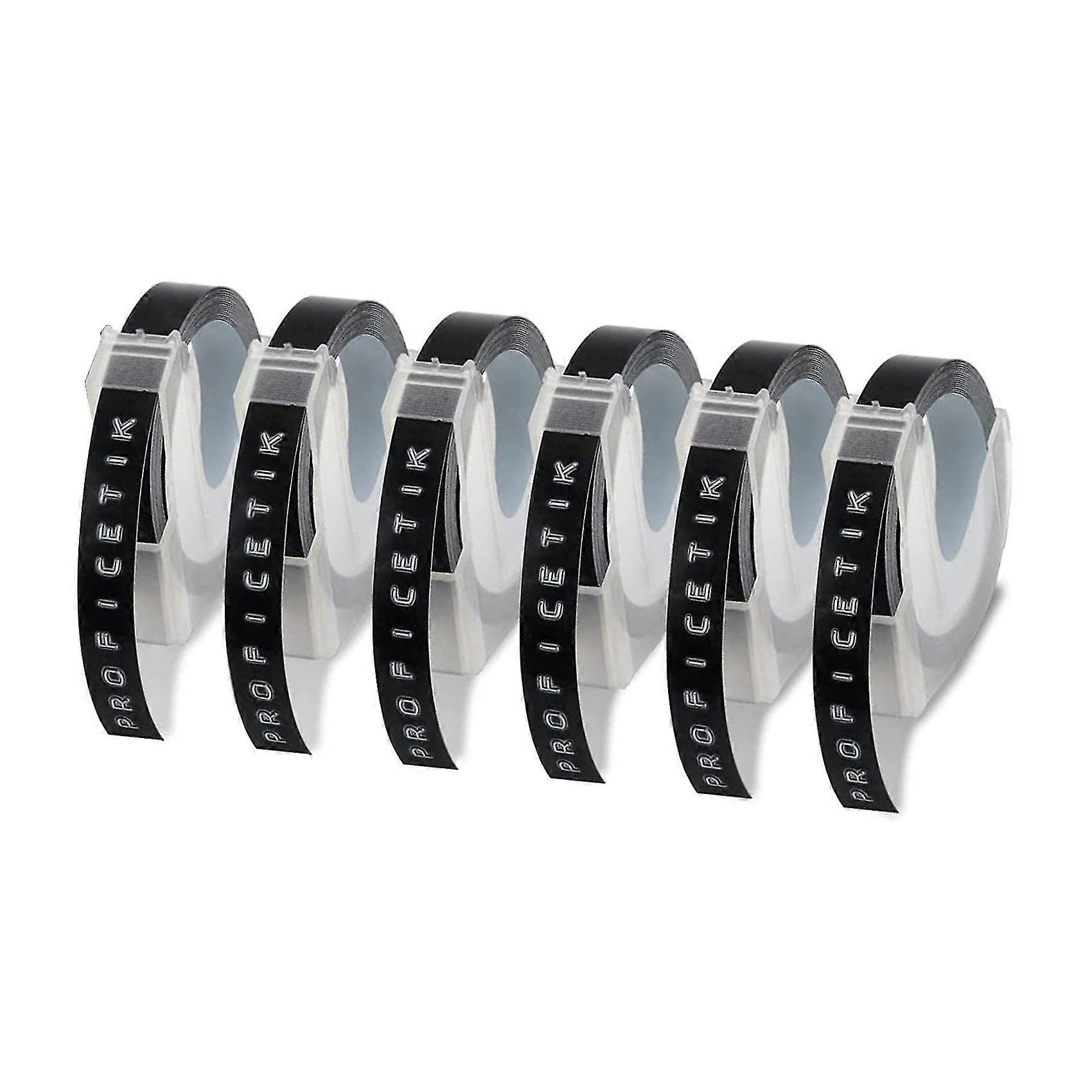 6 Pcs Label Tape Compatible with Dymo Embossing Label Tape for Dymo Label Maker 1880 Motex E-101 9m