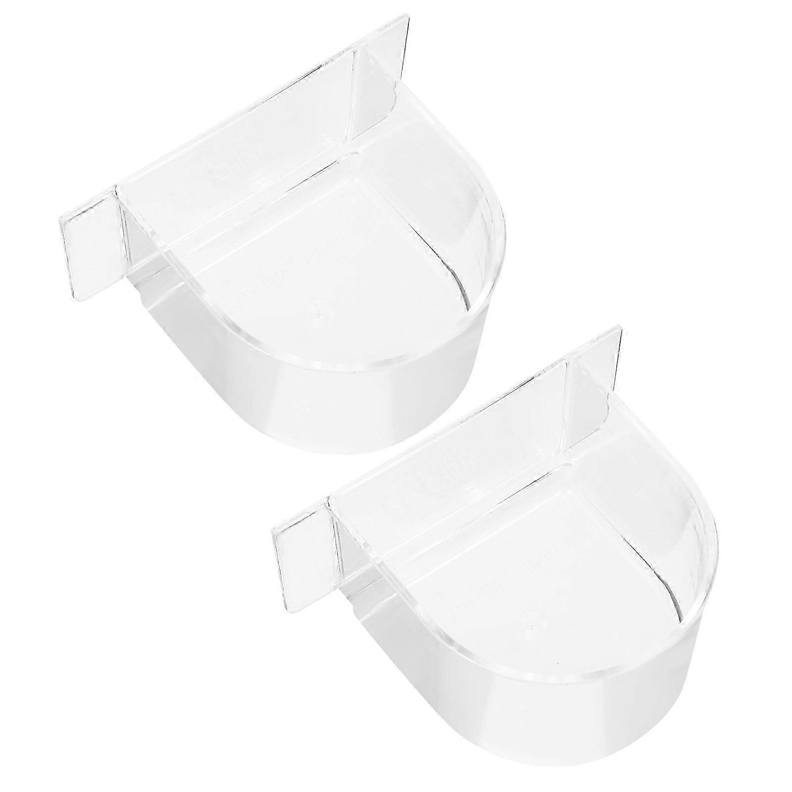 2PCS Vogelfuttertrog Vogelfutter dicke halbkreisförmige Vogelfutterbox (transparent)