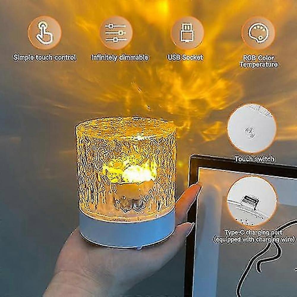 Rotating Water Ripple Night Light Projector For Bedroom, Wall Ceiling Projection Touch/remote Control Romantic Led Atmosphere Lamps Mood Light