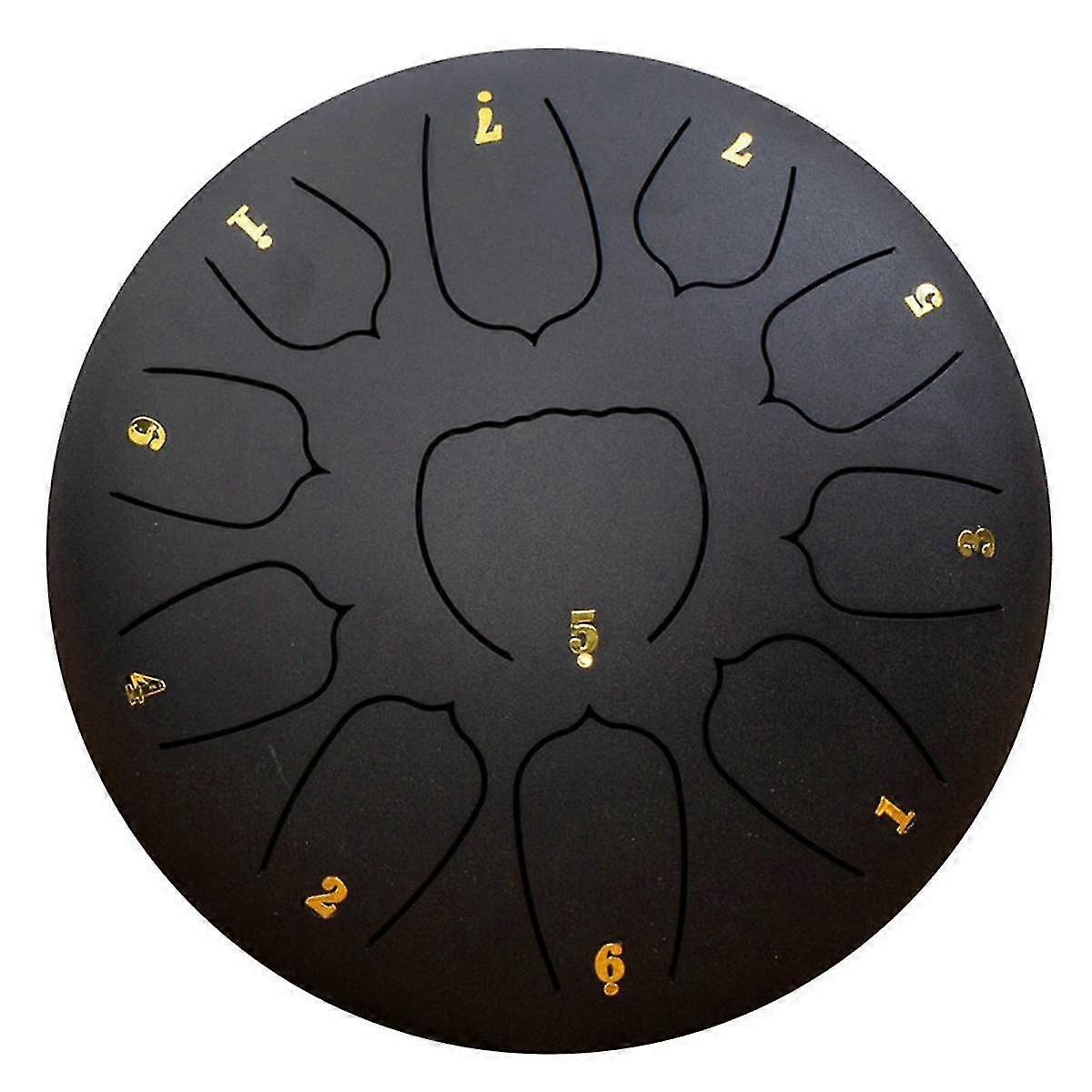 Sort 10-tommer 11-tone udendørs regntromme, haveregntromme, regnchakratromme, æterisk tromme, håndtromme