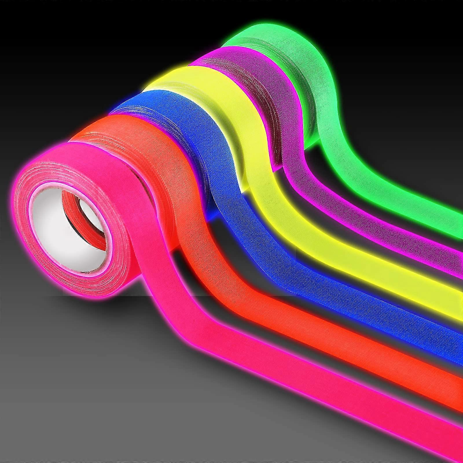6 kotúčov UV pásky Blacklight Reaktívne pásky, lepiace fluorescenčné neónové pásky 6 farieb žiaria v tmavých páskach Super
