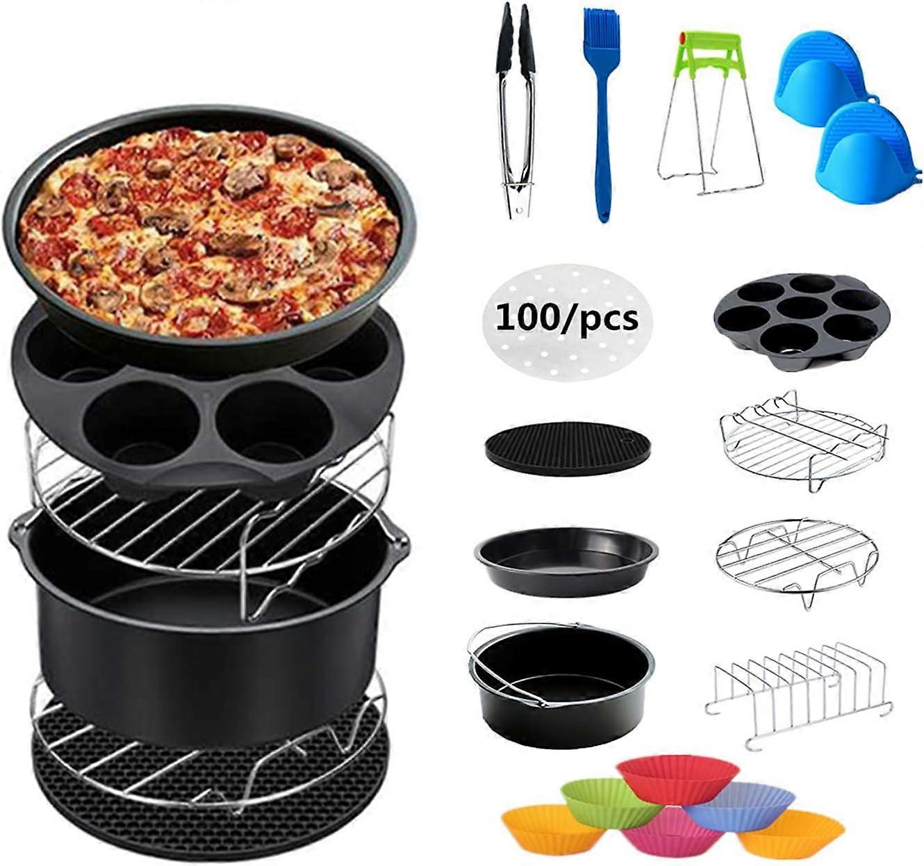 Ilmakeittimen lisävarustesarja, 13 kpl korigrilli kotiravintolan käyttö sopii 3.2qt-5.8qt-up 6inch-8inch