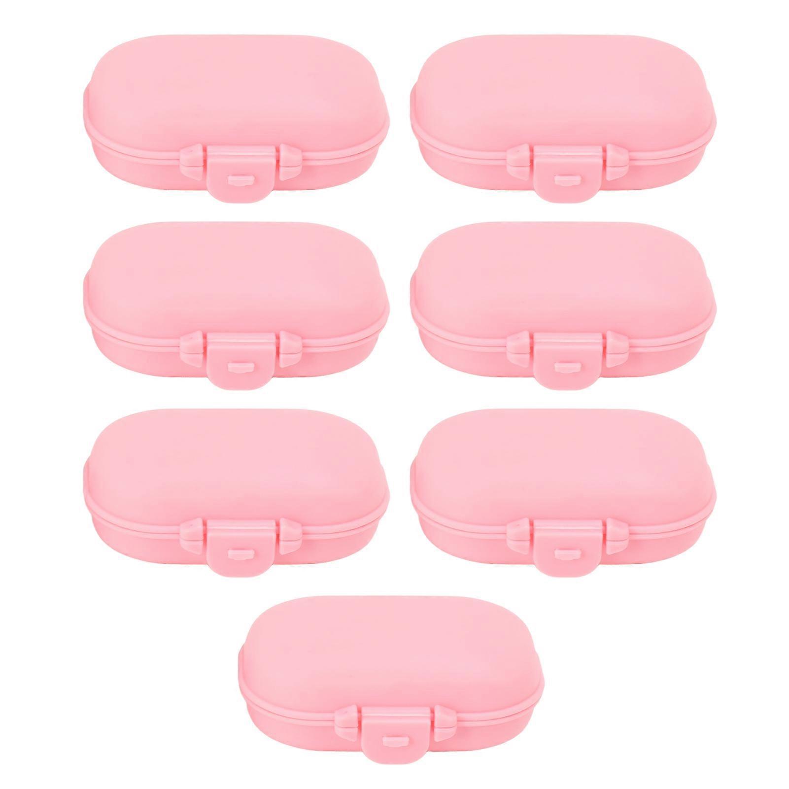 7pcs מקרה תרופות נייד נשלף בטוח מיני 4 תאים מארגן תרופות לנסיעות בחוץ ורוד