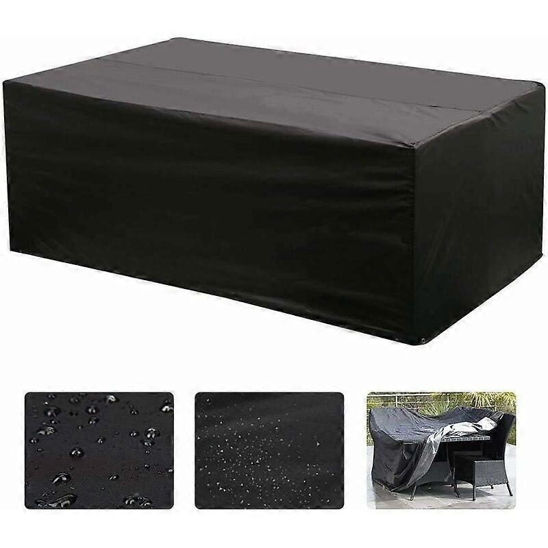 Oxford Rectangular Table Living Room Cover for Garden Furniture UV Protection (Black)-27018089CM