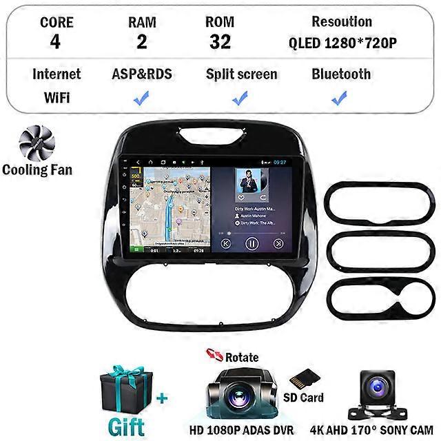 9" Android 12 Pour Renault Kaptur Captur 2016 - 2019 Autoradio Multimédia Lecteur Vidéo Carplay GPS Navigation QLED WiFi+4G BT DSP
